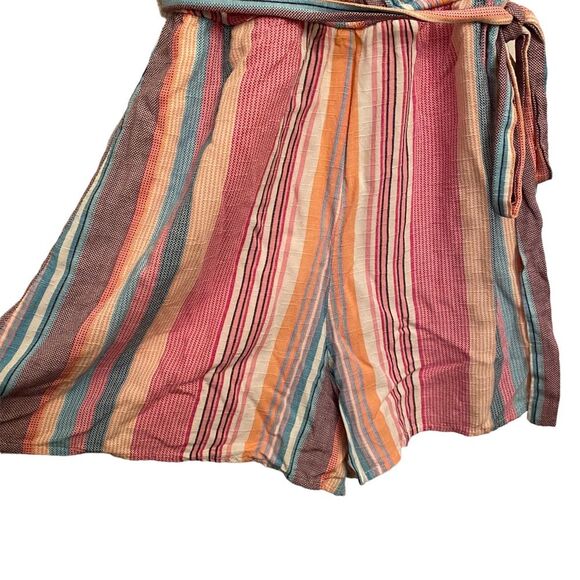 Blue Rain Amie Tie Backless Butterfly Sleeve Belted Rainbow Striped Romper XXS - Picture 5 of 7